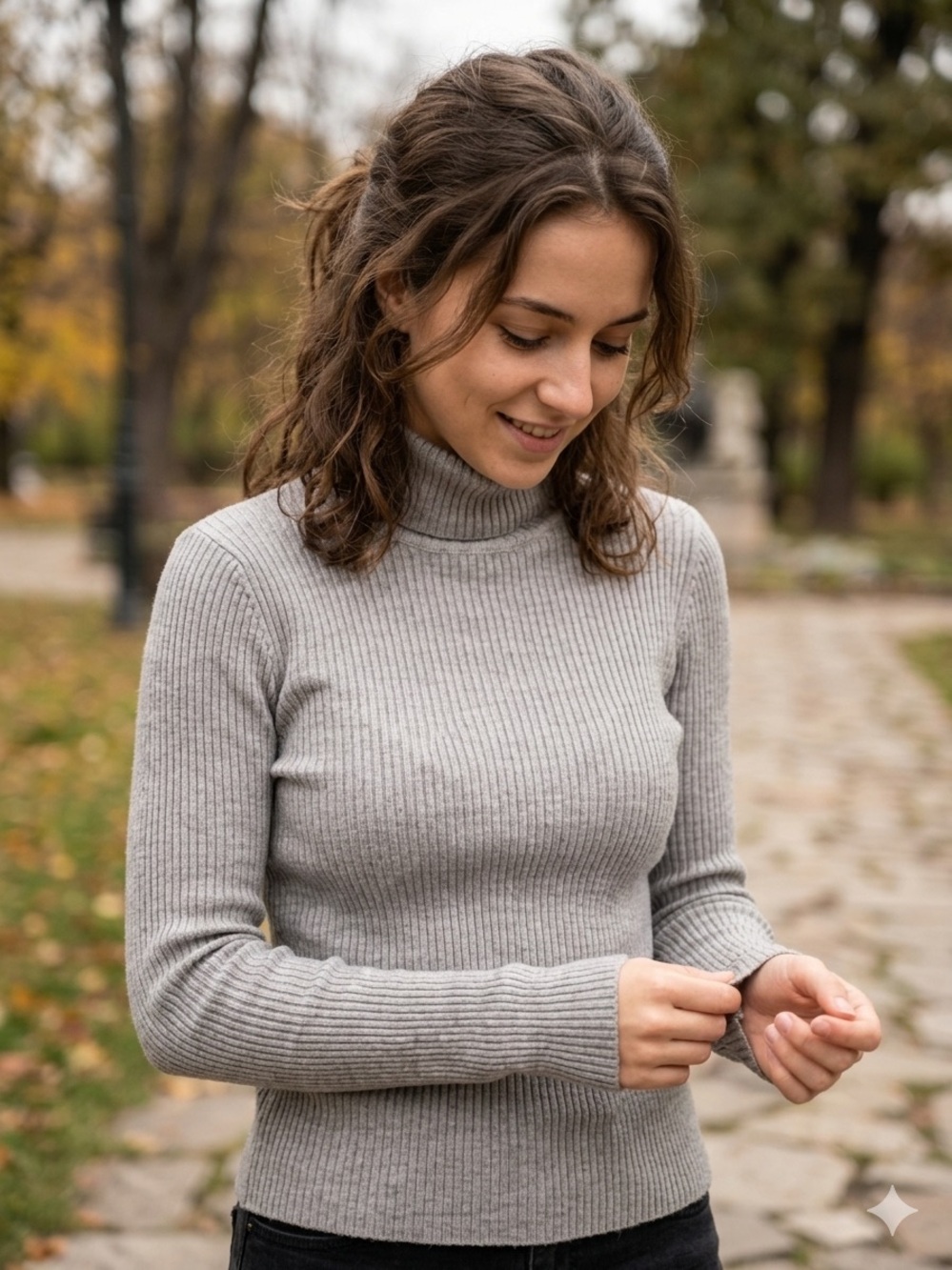 Forever 21 Ribbed Turtleneck Sweater in Light Taupe